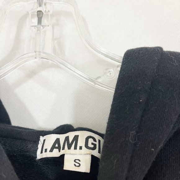 I AM GIA Mercury Red Striped Reflective Cropped Sweatshirt Hoodie - Size Small - Picture 4 of 7